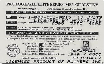 1997 Destiny Telecom Pro Football Elite Series Men of Destiny #37 Anthony Morgan Back