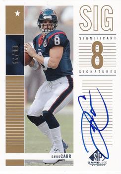 2003 SP Game Used - Significant Signatures Tier 2 #SS2-DC David Carr Front