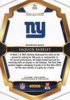 2018 Panini Select #105 Saquon Barkley Back