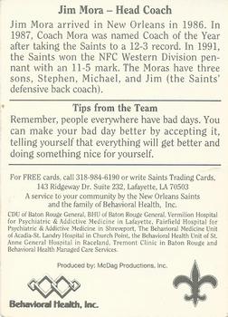 1992 McDag New Orleans Saints #NNO Jim Mora Back