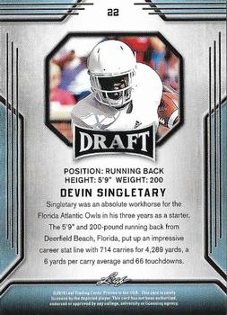 2019 Leaf Draft #22 Devin Singletary Back
