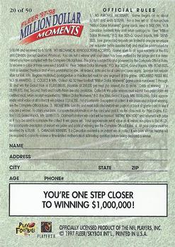 1997 Fleer - Million Dollar Moments Blank Front #20 Game Card 20 of 50 Back