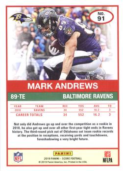 2019 Score #91 Mark Andrews Back