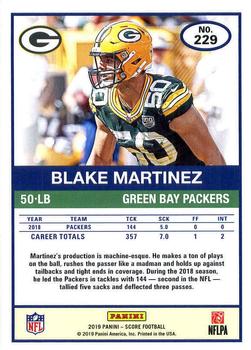 2019 Score #229 Blake Martinez Back