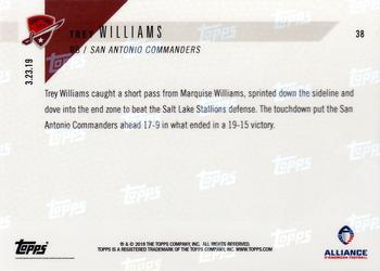 2019 Topps Now AAF #38 Trey Williams Back