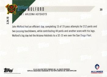 2019 Topps Now AAF #39 John Wolford Back