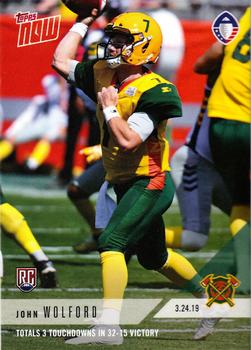 2019 Topps Now AAF #39 John Wolford Front