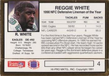 1991 Action Packed NFLPA/MDA Awards #4 Reggie White Back