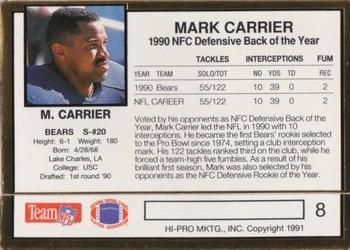 1991 Action Packed NFLPA/MDA Awards #8 Mark Carrier Back
