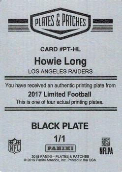 2017 Panini Limited - Prime Time Jerseys Printing Plates Black #6 Howie Long Back
