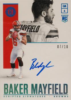 2018 Panini Encased - Scripted Signatures Sapphire #SS-BM Baker Mayfield Front