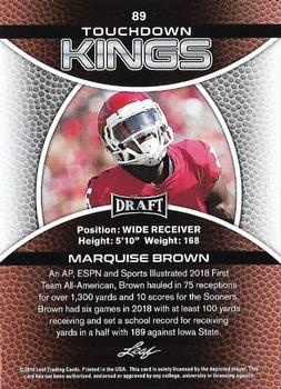 2019 Leaf Draft - Gold #89 Marquise Brown Back