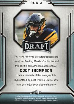 2019 Leaf Draft - Autographs #BA-CT2 Cody Thompson Back
