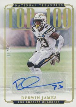 2018 Panini National Treasures - Top 100 Collection Signatures Holo Gold #TOP-85 Derwin James Front