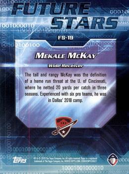 2019 Topps AAF - Future Stars #FS-19 Mekale McKay Back