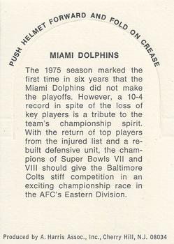 1976 Sunbeam NFL Stand-ups - No Sunbeam Logo #NNO Miami Dolphins Back