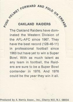 1976 Sunbeam NFL Stand-ups - No Sunbeam Logo #NNO Oakland Raiders Back