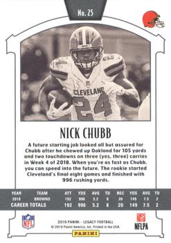 2019 Panini Legacy #25 Nick Chubb Back
