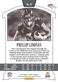 2019 Panini Legacy #33 Phillip Lindsay Back