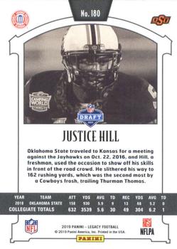 2019 Panini Legacy #180 Justice Hill Back