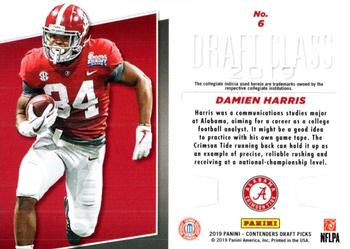2019 Panini Contenders Draft Picks Collegiate - Draft Class #6 Damien Harris Back