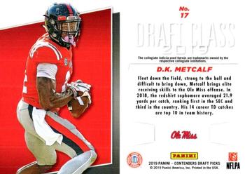 2019 Panini Contenders Draft Picks Collegiate - Draft Class #17 D.K. Metcalf Back