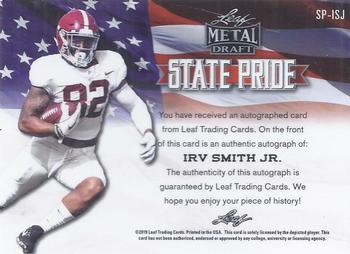 2019 Leaf Metal Draft - State Pride Autographs Silver Wave #SP-ISJ Irv Smith Jr. Back