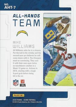 2019 Score - All Hands Team Red #AHT-7 Mike Williams Back