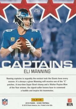 2019 Score - Captains Red #C-23 Eli Manning Back