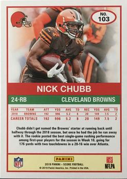 2019 Score - Red #103 Nick Chubb Back