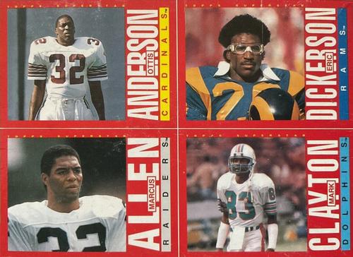 1985 Topps - Wax Box Bottom Panels #A - D Marcus Allen / Ottis Anderson / Mark Clayton / Eric Dickerson Front