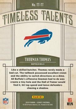 2019 Panini Legacy - Timeless Talents Green #TT-TT Thurman Thomas Back