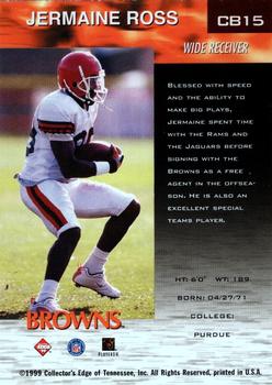 1999 Collector's Edge Cleveland Browns #CB15 Jermaine Ross Back
