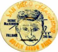 1962 Golden Arrow Dairy San Diego Chargers Caps #NNO Jacque MacKinnon Front