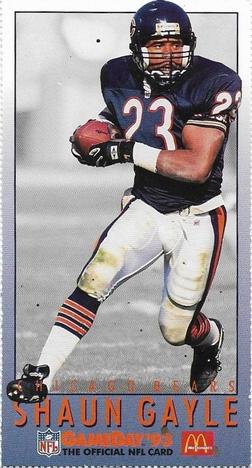 1993 GameDay McDonald's Chicago Bears #6 Shaun Gayle Front