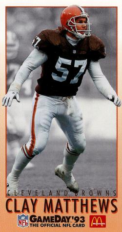 1993 GameDay McDonald's Cleveland Browns #9 Clay Matthews Front