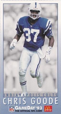 1993 GameDay McDonald's Indianapolis Colts #16 Chris Goode Front