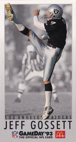 1993 GameDay McDonald's Los Angeles Raiders #2 Jeff Gossett Front