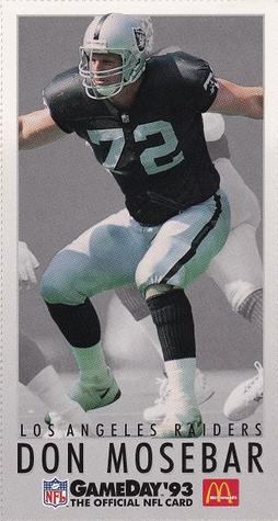 1993 GameDay McDonald's Los Angeles Raiders #8 Don Mosebar Front
