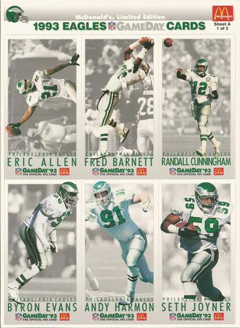 1993 GameDay McDonald's Philadelphia Eagles - Full Panels #1 Eric Allen / Fred Barnett / Randall Cunningham / Byron Evans / Andy Harmon / Seth Joyner Front