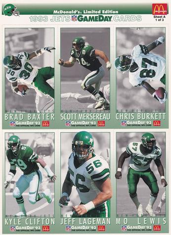 1993 GameDay McDonald's New York Jets - Full Panels #1 Brad Baxter / Chris Burkett / Kyle Clifton / Jeff Lageman / Mo Lewis / Scott Mersereau Front