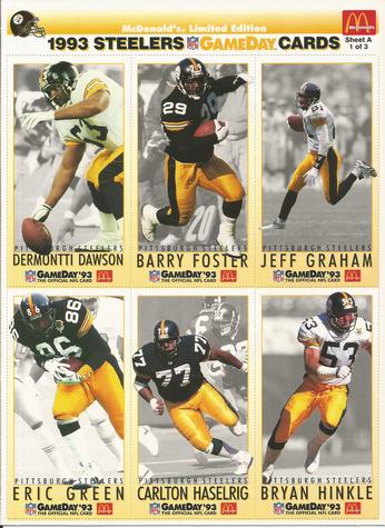 1993 GameDay McDonald's Pittsburgh Steelers - Full Panels #1 Dermontti Dawson / Barry Foster / Jeff Graham / Eric Green / Carlton Haselrig / Bryan Hinkle Front