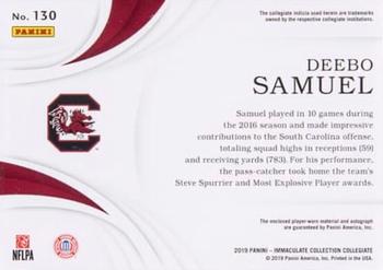2019 Panini Immaculate Collection Collegiate #130 Deebo Samuel Back
