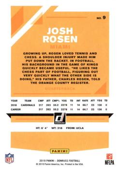 2019 Donruss #9 Josh Rosen Back