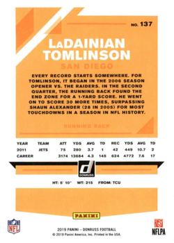 2019 Donruss #137 LaDainian Tomlinson Back
