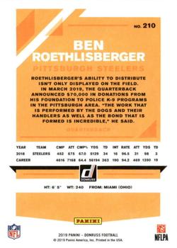 2019 Donruss #210 Ben Roethlisberger Back