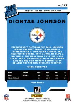 2019 Donruss #327 Diontae Johnson Back