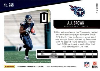2019 Panini Unparalleled #245 A.J. Brown Back