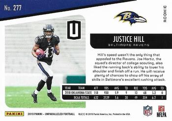 2019 Panini Unparalleled #277 Justice Hill Back