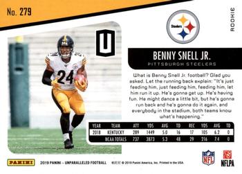 2019 Panini Unparalleled #279 Benny Snell Jr. Back